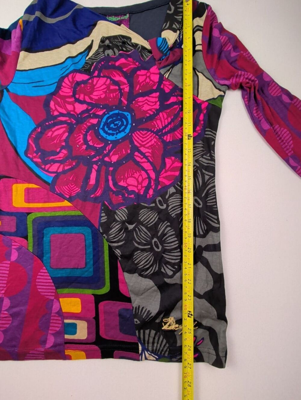 Desigual Vintage Y2K Patchwork Floral Knit Long Sleeve Top Large - Picture 12 of 13